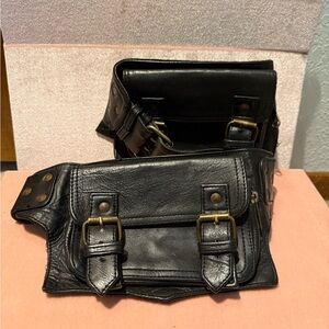 Black Leather Festival Belt Bag Fanny Pack